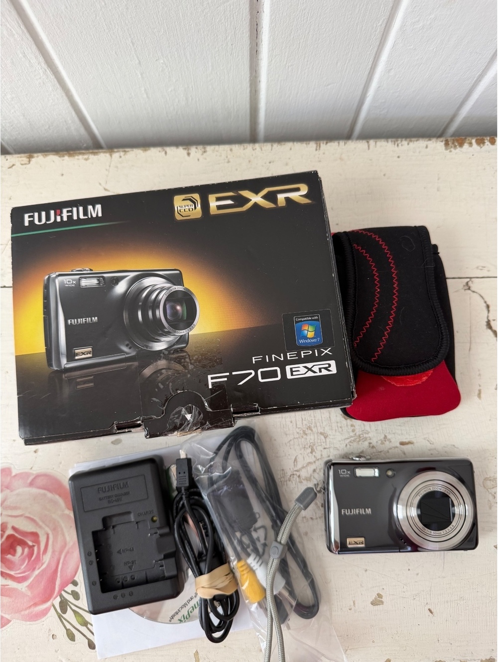 Fujifilm FinePix F70EXR 10MP Digital Camera with Charger, Cables, and Protective